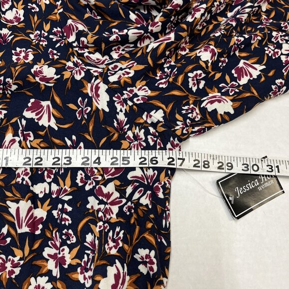 Jessica Howard Dress Womans 24 Blue Floral Tiered Midi Ruffle V Neck Balloon Slv - Picture 9 of 9